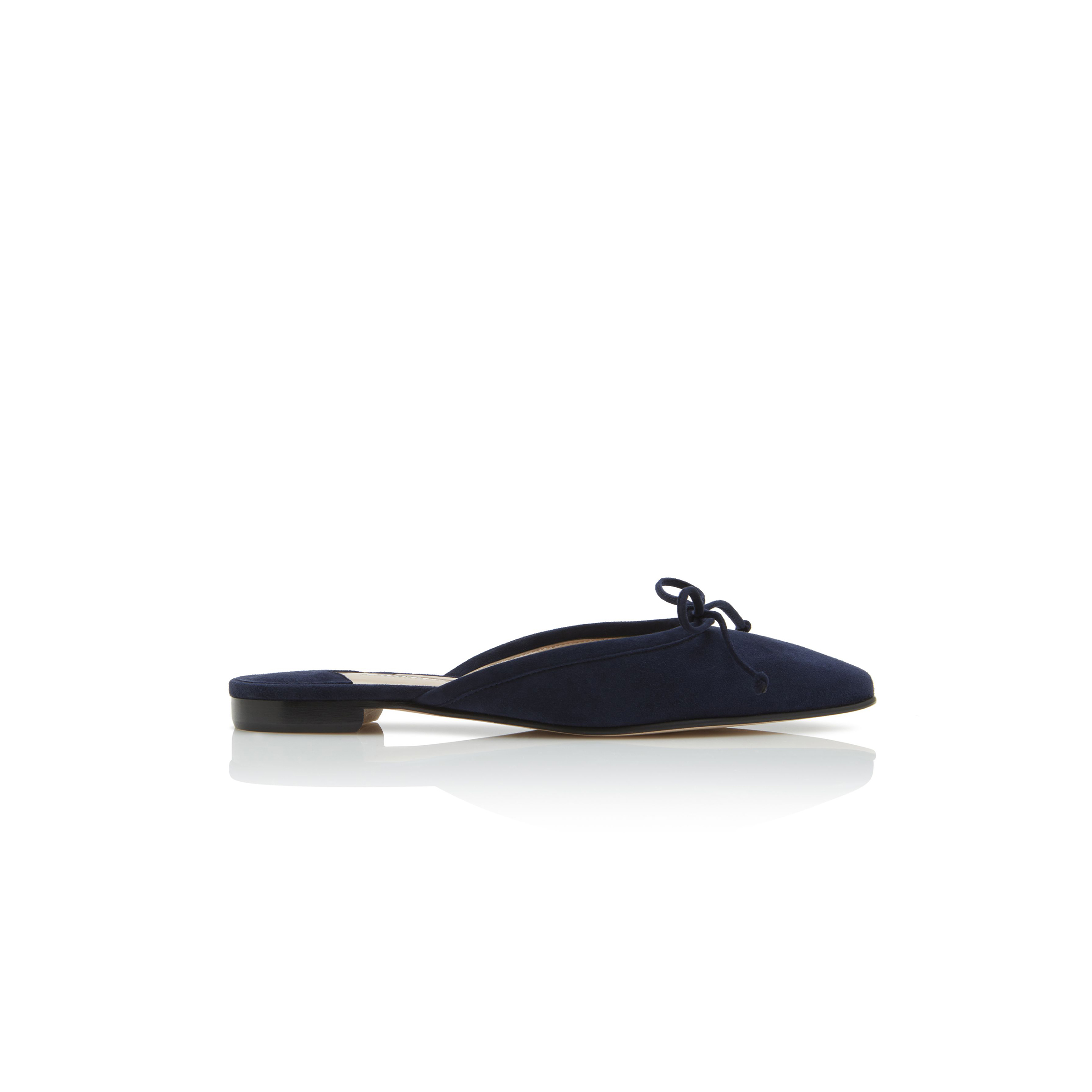 MANOLO BLAHNIK BALLERIMU NAVY BLUE SUEDE FLAT MULES 9XX-0657-0018 MANOLO BLAHNIK BALLERIMU NAVY BLUE SUEDE FLAT MULES 9XX-0657-0018